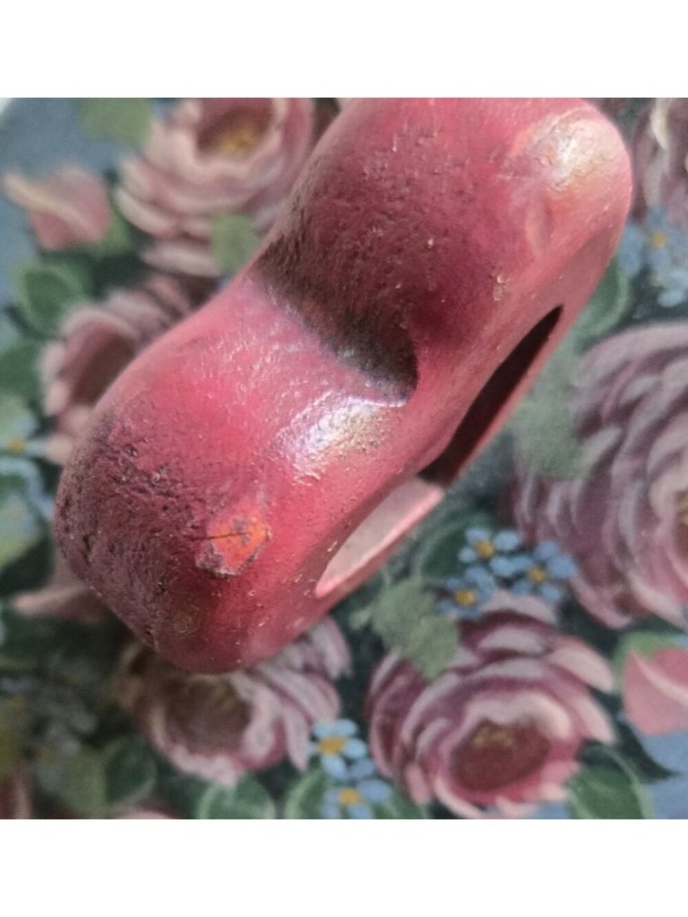 Painted Folk Art Wooden Box with Lid Heart Roses Blue Pink Faux Marble Finish - Picture 11 of 14